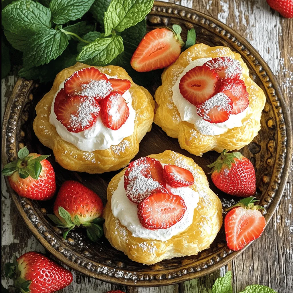 Strawberry and Whipped Cream Puff Pastries Delight
