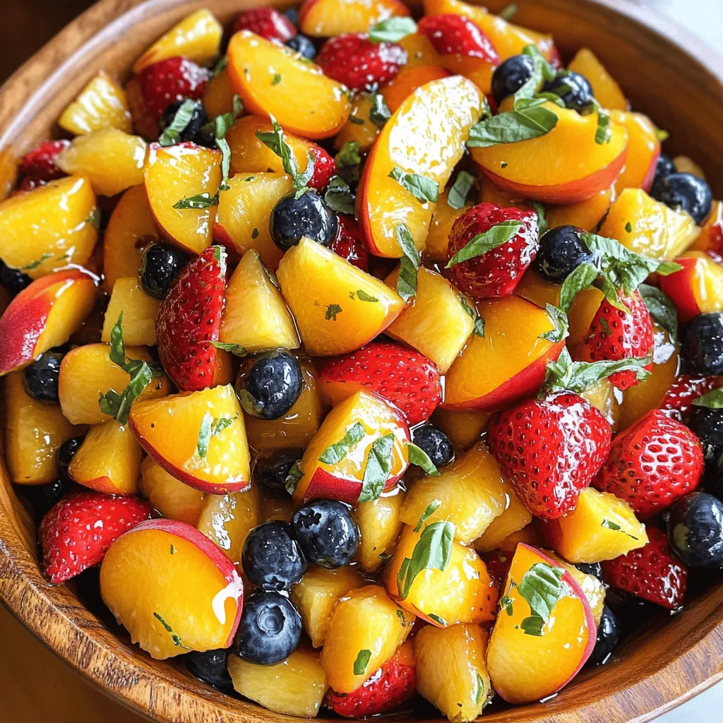 Honey Lime Basil Peach Fruit Salad Refreshing Delight