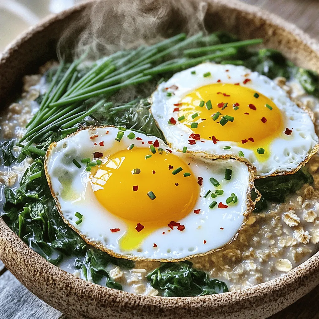 Savory Oatmeal with Spinach and Eggs Healthy Breakfast
