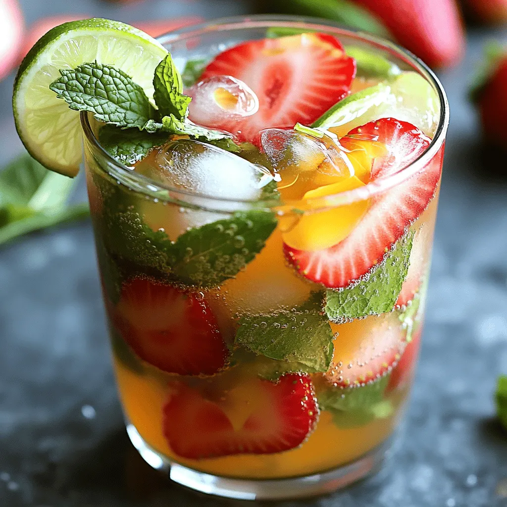 Strawberry Mint Mojito Mocktail Refreshing Drink Recipe