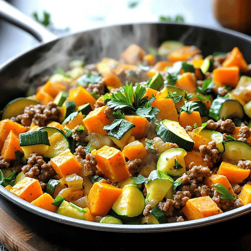Ground Beef Zucchini Sweet Potato Skillet Delight