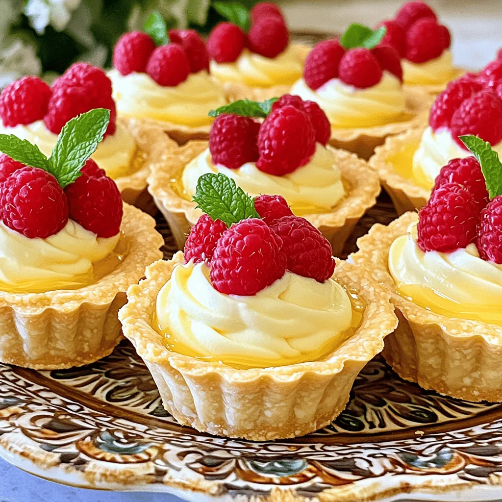 Mini Vanilla Cream Tarts with Raspberries Delight