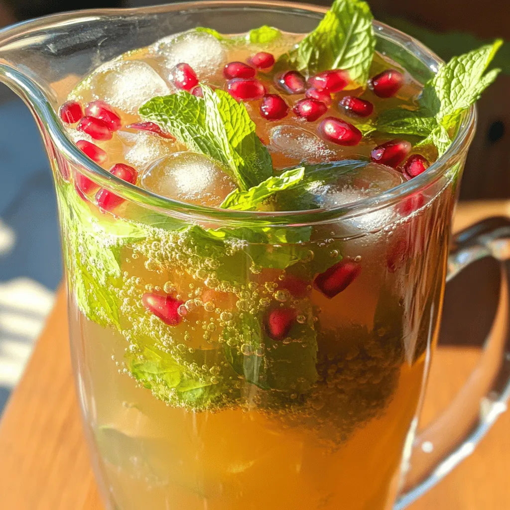 Pomegranate Mint Sparkling Green Tea Refreshing Delight