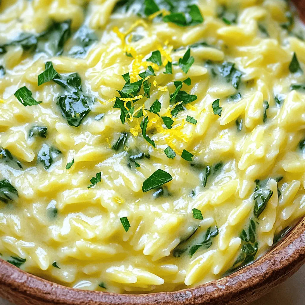 One Pot Creamy Lemon Spinach Orzo Delight Recipe