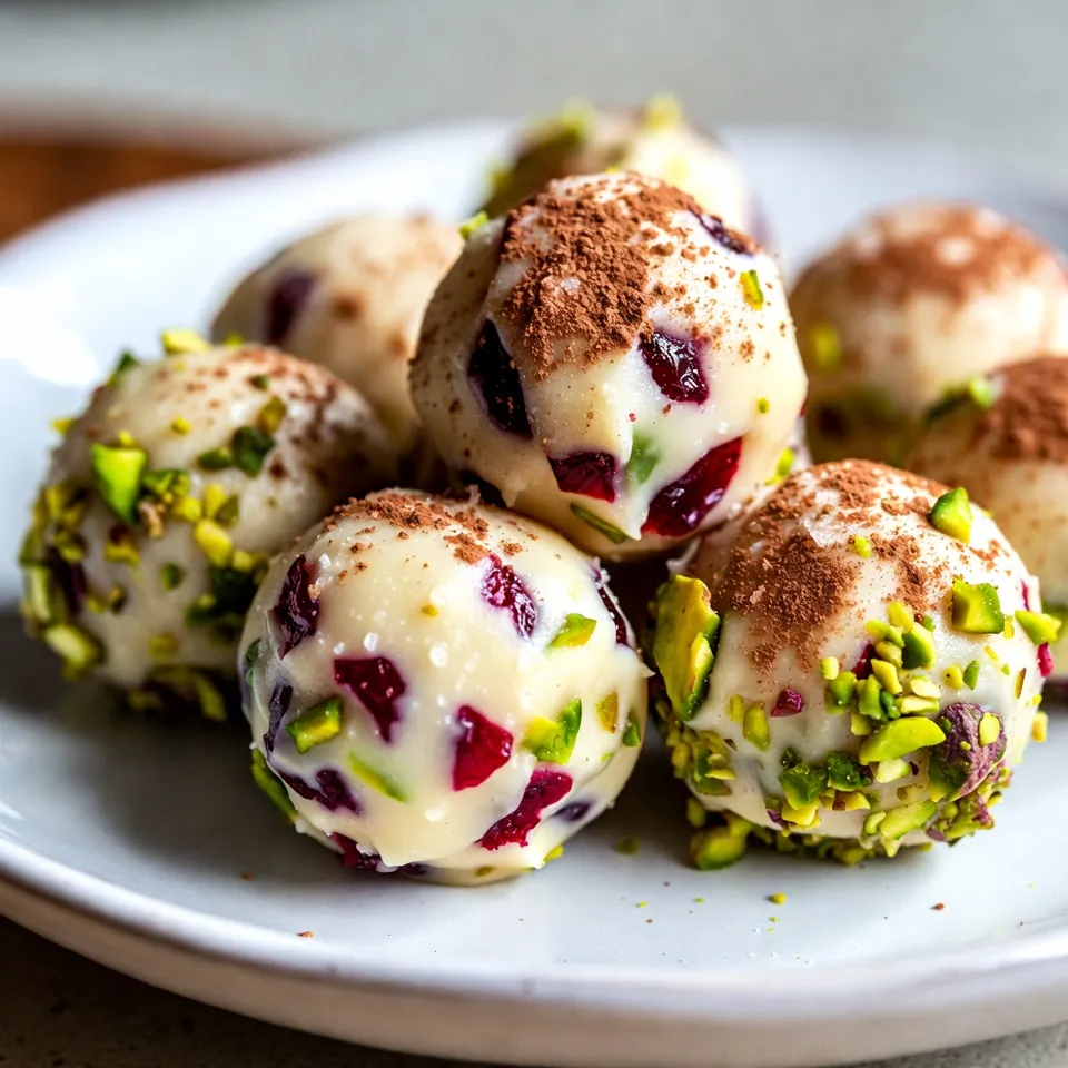 Cranberry Pistachio White Chocolate Truffles Delight
