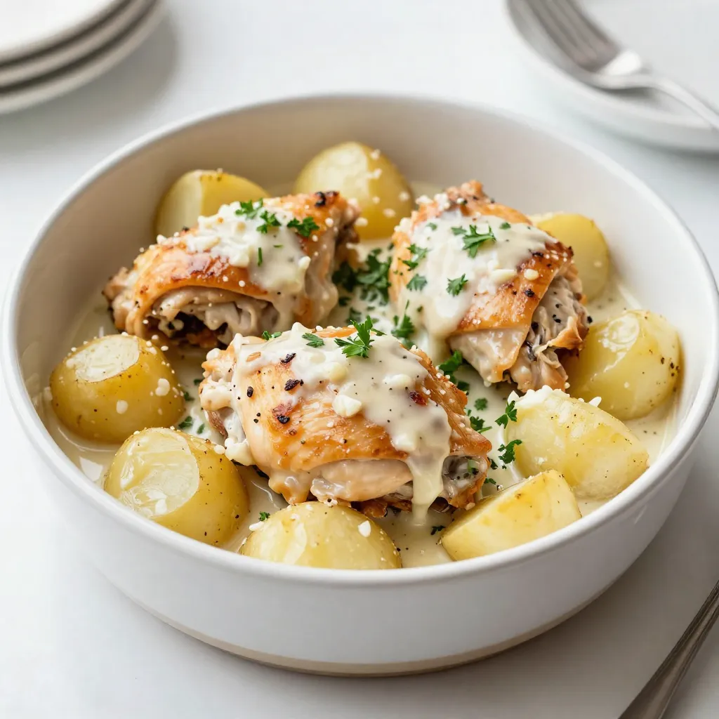 Crockpot Garlic Parmesan Chicken &#038; Potatoes Delight