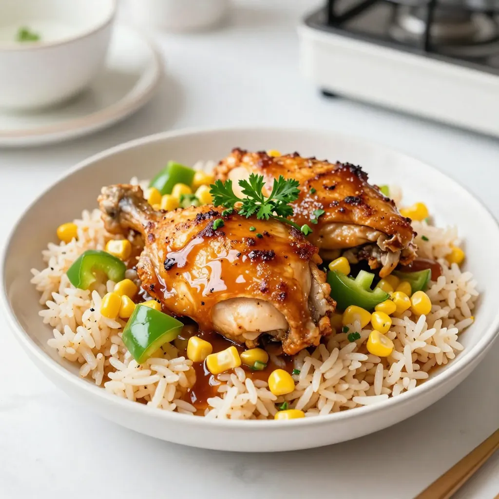 One-Pan Honey BBQ Chicken and Rice Delight