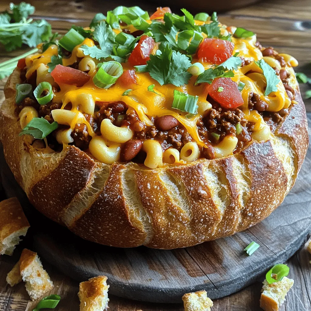 Tailgate Chili Mac Bread Bowl Flavorful Comfort Dish