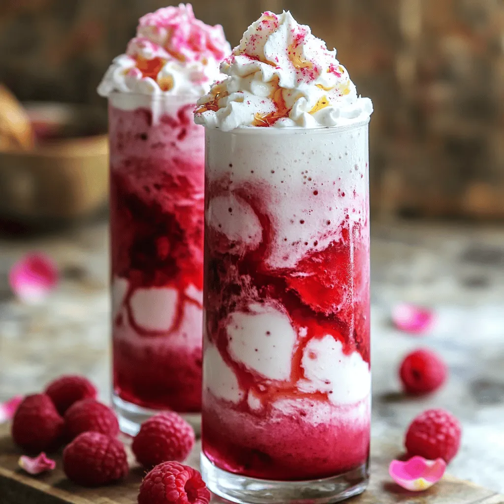 Raspberry Hibiscus Rose Frappe Refreshing Summer Drink
