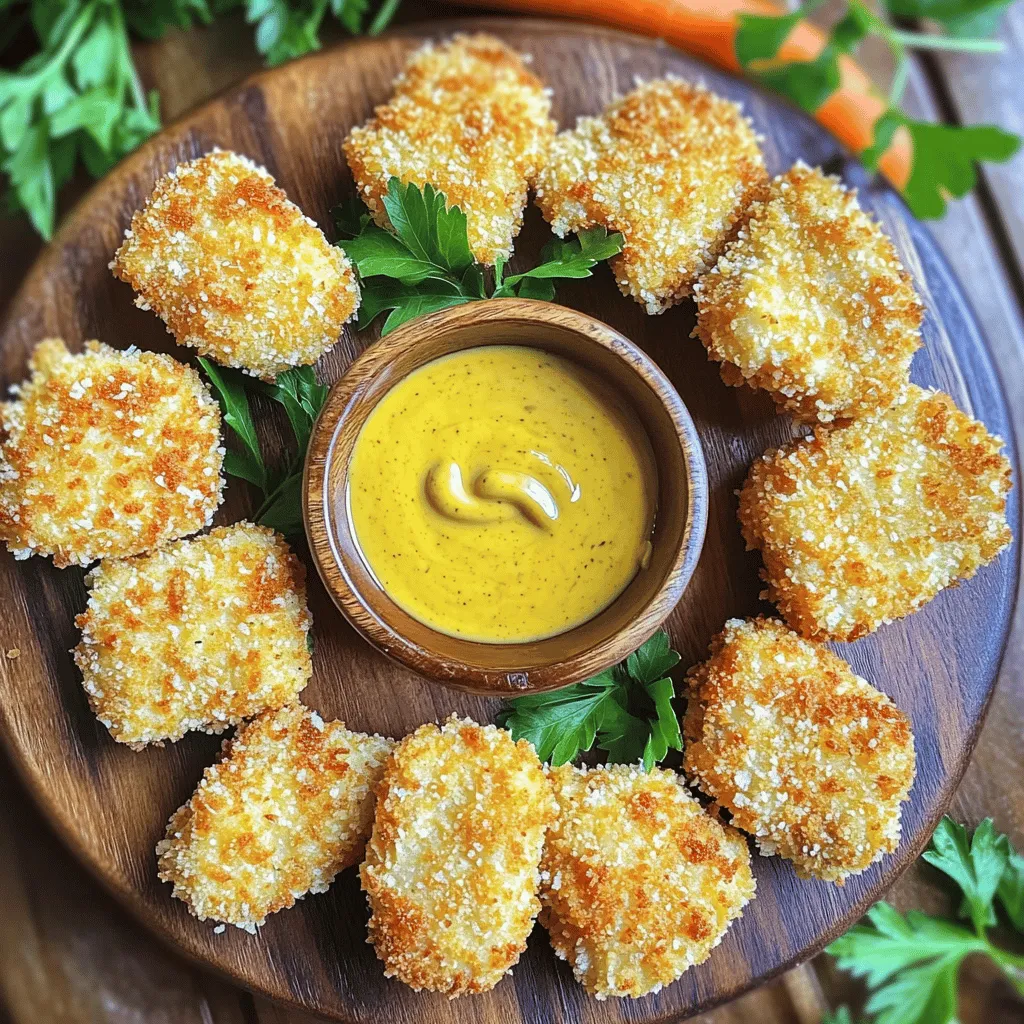 - 1 lb (450g) boneless, skinless chicken breasts, cut into bite-sized pieces - 1 cup all-purpose flour - 2 large eggs, beaten - 1 cup panko breadcrumbs - 1 teaspoon garlic powder - 1 teaspoon onion powder - 1 teaspoon paprika - ½ teaspoon black pepper - ½ teaspoon salt - ½ teaspoon cayenne pepper (optional, for a spicy kick) - Cooking oil (for frying, such as vegetable or canola) - Honey mustard or your favorite dipping sauce