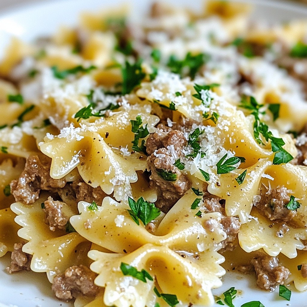 Garlic Butter Beef Bowtie Pasta Easy Family Meal