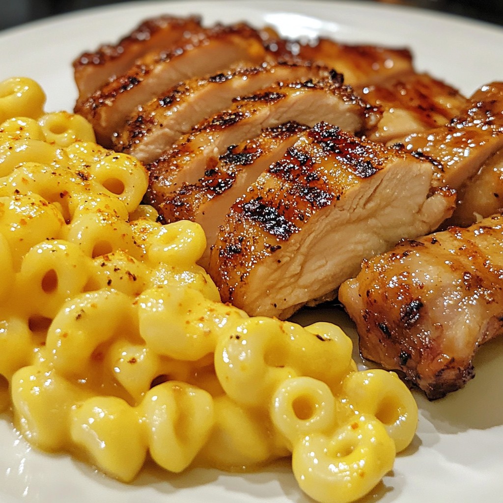 Honey Pepper Chicken with Mac and Cheese Delight