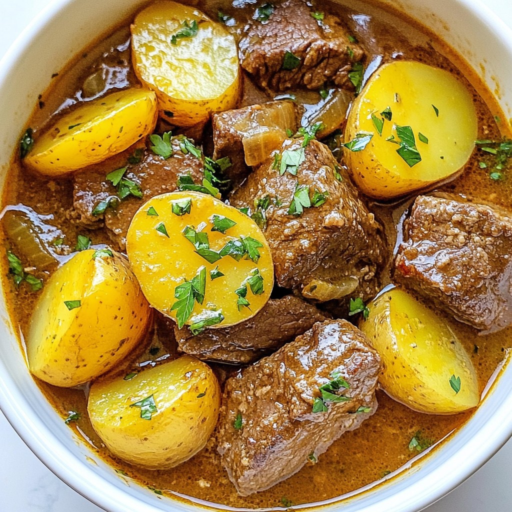 Slow Cooker Garlic Butter Beef with Potatoes Delight