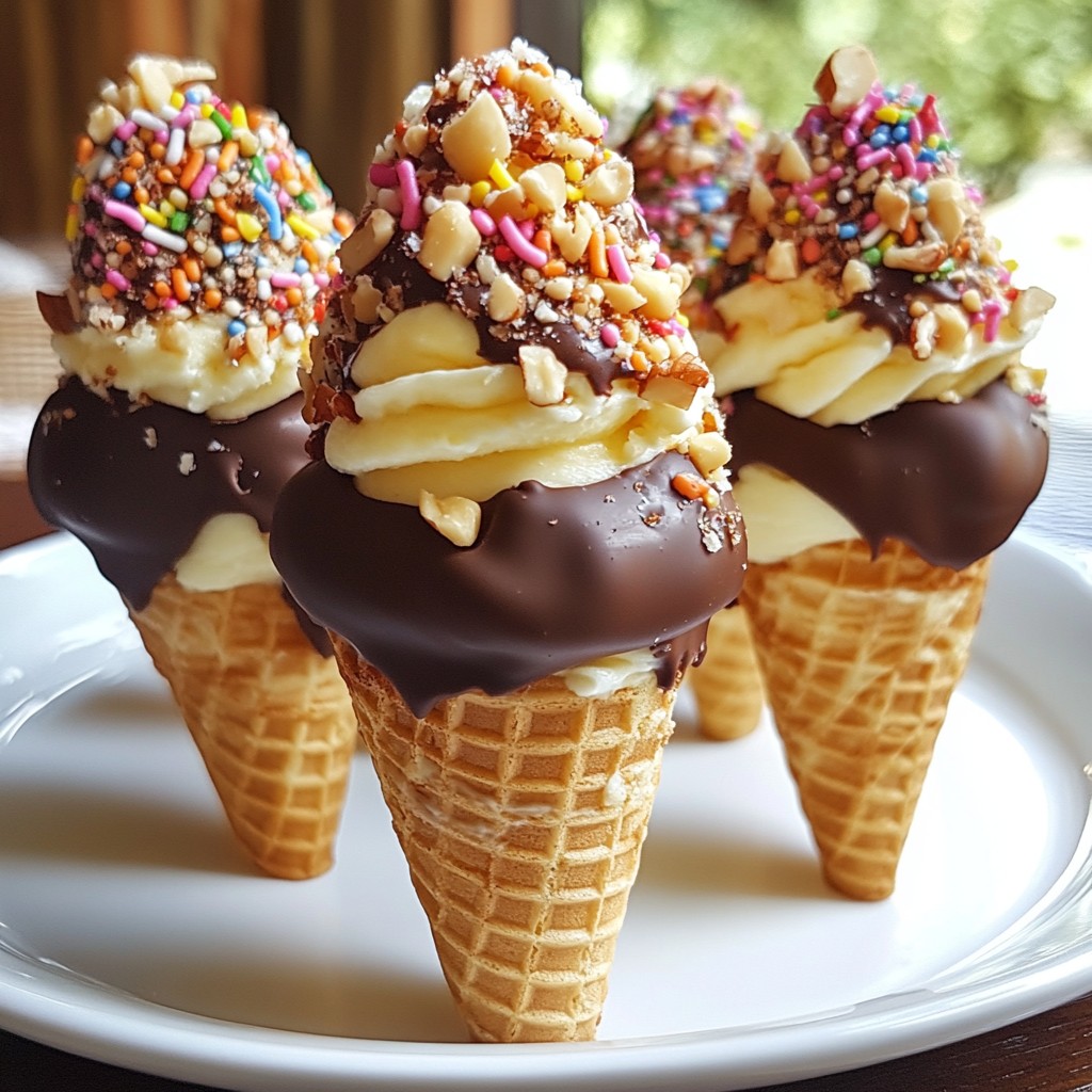 Chocolate Dipped Cheesecake Cones Deliciously Simple